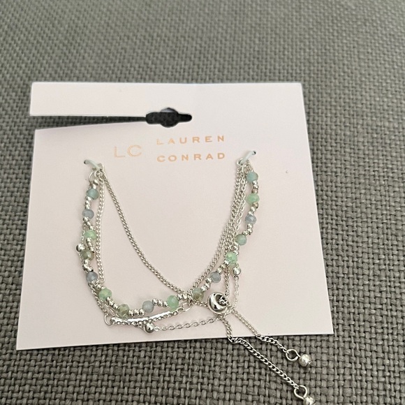 LC Lauren Conrad Jewelry - LC, Adjustable Silver Bracelet w/ Pastel Beads